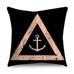 Rose Gold Polyester Pillow Cover with Black Gold Design
