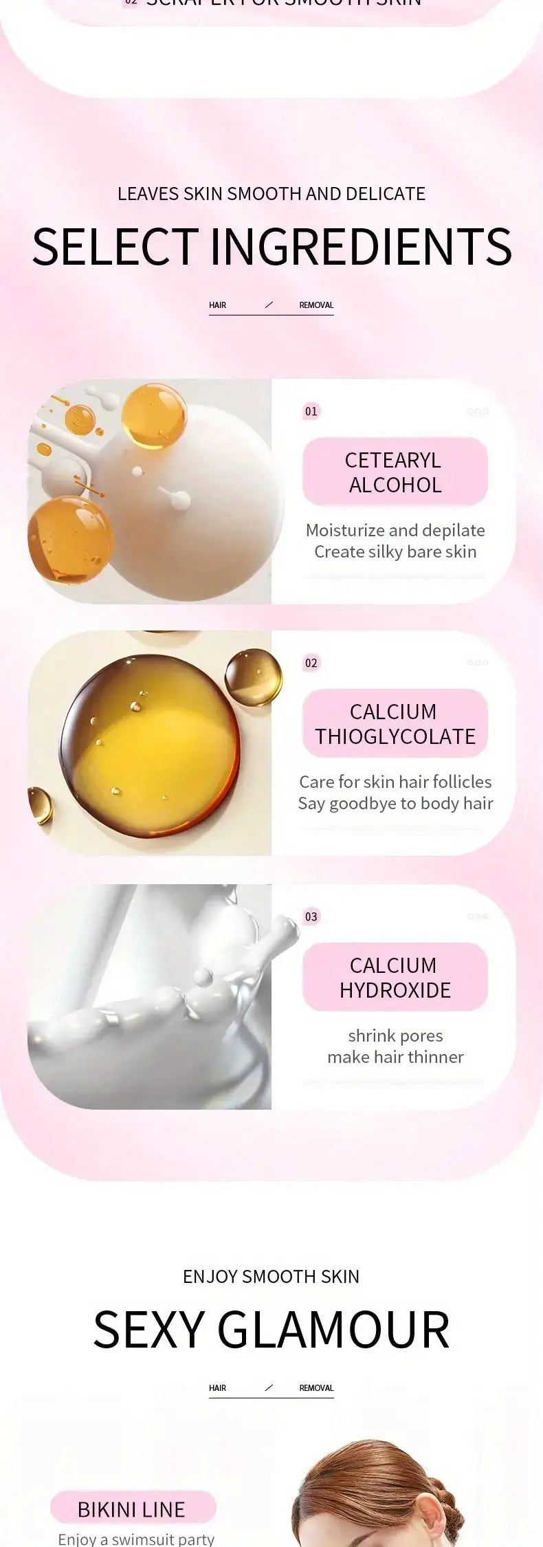 Painless Hair Removal Cream for Women - Sensitive Formula