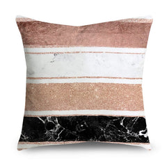 Rose Gold Polyester Pillow Cover with Black Gold Design