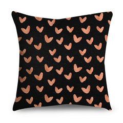 Rose Gold Polyester Pillow Cover with Black Gold Design