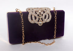 Rhinestone Crown Suede Bridal Bag for Ladies