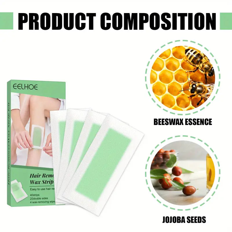 40 Waxed Hair Removal Strips for All Skin Types