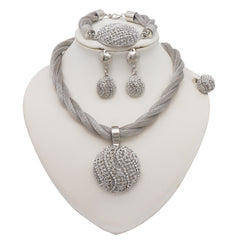 18K Gold Twisted Chain Pendant Necklace Set with Earrings