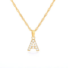 Wholesale Gold Zircon Letter Pendant Necklace 18K Chain