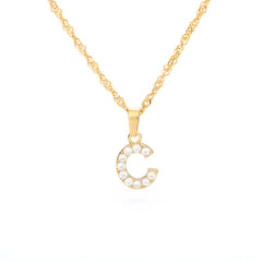 Wholesale Gold Zircon Letter Pendant Necklace 18K Chain