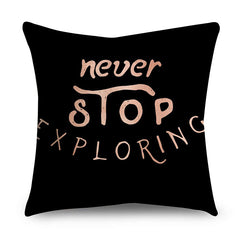 Rose Gold Polyester Pillow Cover with Black Gold Design