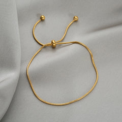 Korean 18K Gold Simple Snake Chain Bracelet, Adjustable