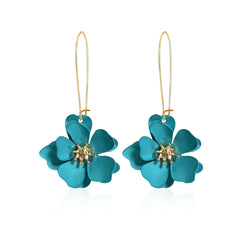 YUNXI Unique Boho Flower Dangle Earrings Exaggerated Layered Floral Petal Drop Dangle Earrings Statement Stud Earring for Women Jewelry Gifts with Box (Light Blue)