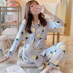 Cute Women's Long Sleeve Pajama Set for Home Wear