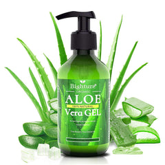 BIGHTURE Aloe Vera Gel 100% Aloe Vera Organic from Freshly Cut Aloe Leaves Skin Care for Deeply & Rapidly Soothing Firming After Shave Sunburn Relieve etc