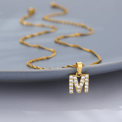 Wholesale Gold Zircon Letter Pendant Necklace 18K Chain