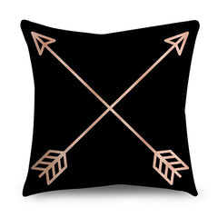 Rose Gold Polyester Pillow Cover with Black Gold Design