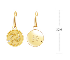 S925 Silver Zodiac Coin Necklace with 14K Gold Chain