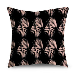 Rose Gold Polyester Pillow Cover with Black Gold Design