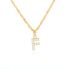 Wholesale Gold Zircon Letter Pendant Necklace 18K Chain