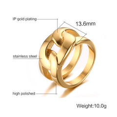 Trendy 18K Gold-Plated Stainless Steel Chain Ring