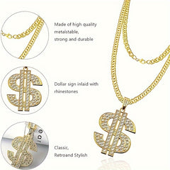 Hip Hop Gold Chain Set with Sunglasses (5 Dollar Theme)