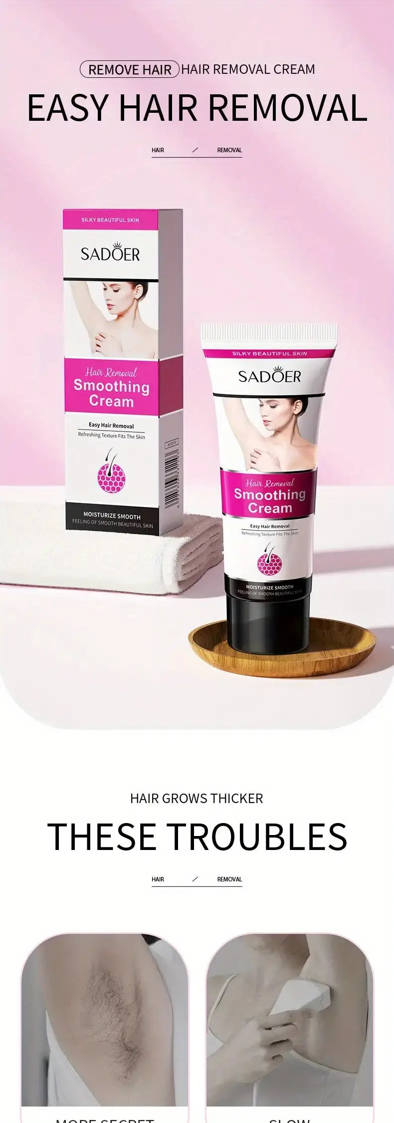 Painless Hair Removal Cream for Women - Sensitive Formula