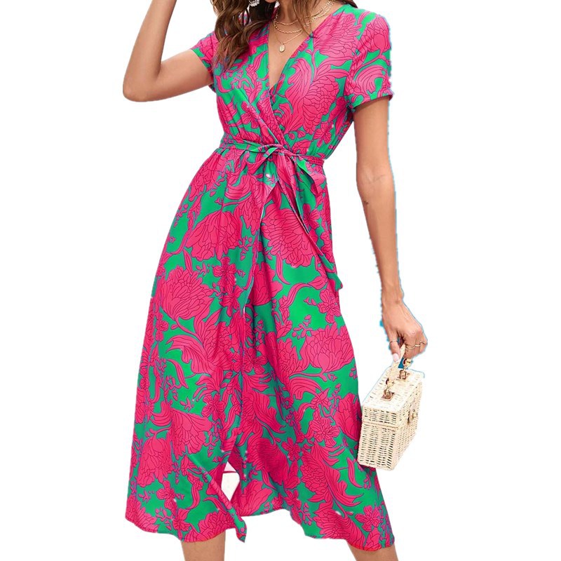 Printed Short Sleeved Dress in Beautiful Design