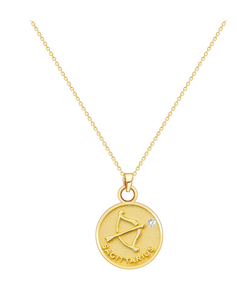 S925 Silver Zodiac Coin Necklace with 14K Gold Chain