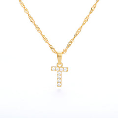 Wholesale Gold Zircon Letter Pendant Necklace 18K Chain