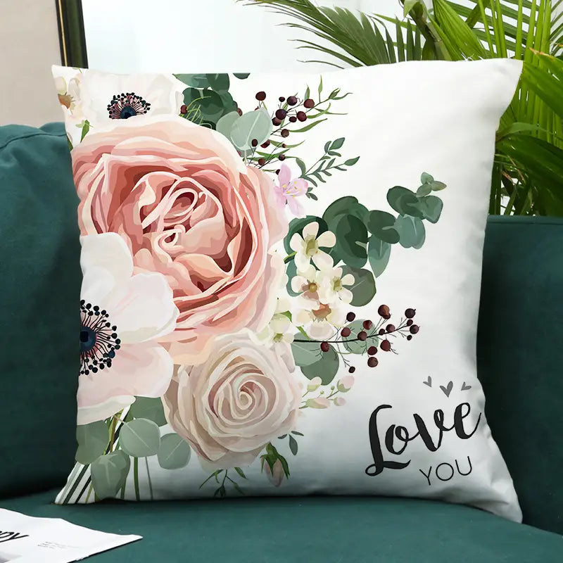 Beautiful Flower Pillow Cover for Home, 18x18in