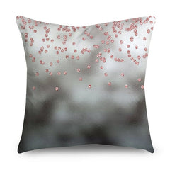 Rose Gold Polyester Pillow Cover with Black Gold Design