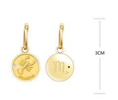 S925 Silver Zodiac Coin Necklace with 14K Gold Chain