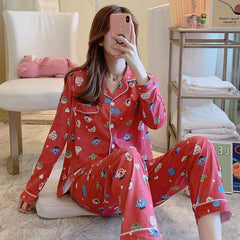 Cute Women's Long Sleeve Pajama Set for Home Wear