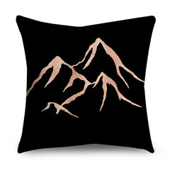 Rose Gold Polyester Pillow Cover with Black Gold Design