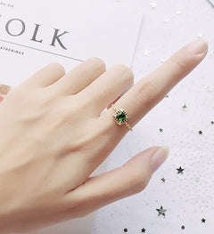 S925 Silver Adjustable Ring with Gold Chain Design