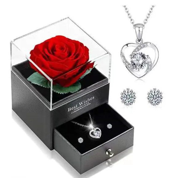 Sterling Silver Heart Necklace & Earring Set