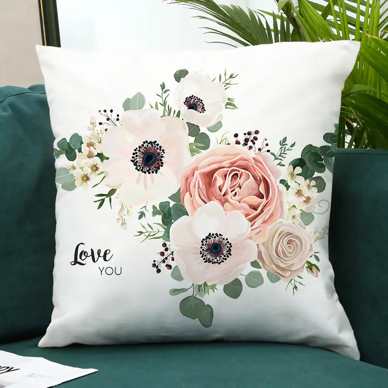 Beautiful Flower Pillow Cover for Home, 18x18in