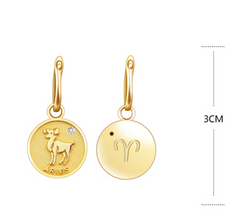 S925 Silver Zodiac Coin Necklace with 14K Gold Chain
