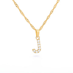 Wholesale Gold Zircon Letter Pendant Necklace 18K Chain