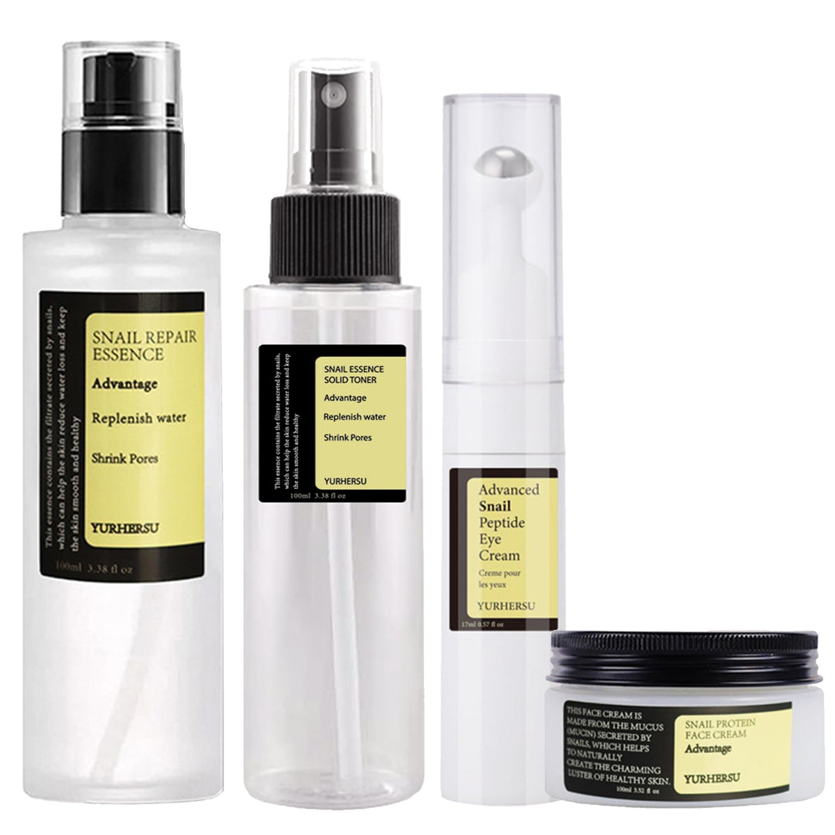 Advanced Snail Mucin Set Face Skin Care Set Korean Skincare Gift Set for Teenage Girls Skin Care Products Set with Serum Cream Eye Cream Toner Facial Snail Mucin Kit for Women Hydrating 4PCS