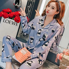 Cute Women's Long Sleeve Pajama Set for Home Wear