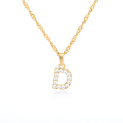 Wholesale Gold Zircon Letter Pendant Necklace 18K Chain