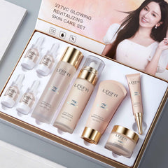 AESTHTANY LERFM Moisturizing Brightening Aloe Face Skin Care Set Hyaluronic Serum Skin Care Set | Radiant Youthful Skin Alcohol-Free Hypoallergenic Cleanse Recondition and Puri (377- Nine piece set)