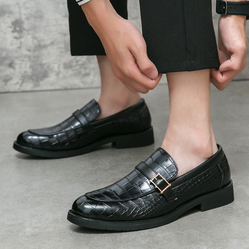 British Style Buckle Pointed Leather Shoes for Men