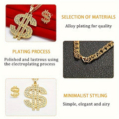 Hip Hop Gold Chain Set with Sunglasses (5 Dollar Theme)