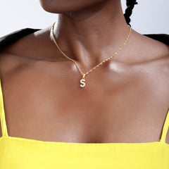 Wholesale Gold Zircon Letter Pendant Necklace 18K Chain