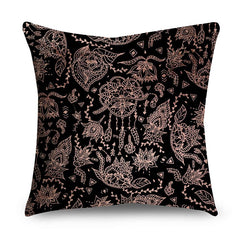 Rose Gold Polyester Pillow Cover with Black Gold Design