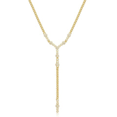 18K Gold-Plated Tassel Zircon Cuban Chain Necklace