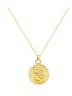 S925 Silver Zodiac Coin Necklace with 14K Gold Chain