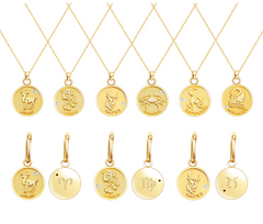 S925 Silver Zodiac Coin Necklace with 14K Gold Chain