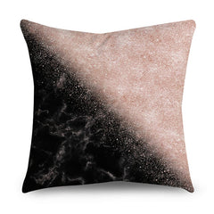 Rose Gold Polyester Pillow Cover with Black Gold Design