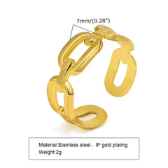 Trendy 18K Gold-Plated Stainless Steel Chain Ring