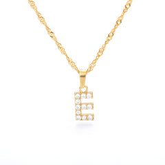 Wholesale Gold Zircon Letter Pendant Necklace 18K Chain