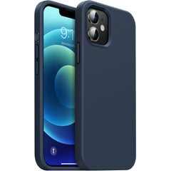OuXul Compatible with iPhone 12 Case/iPhone 12 Pro Case Liquid Silicone Gel Rubber Phone Cases for iPhone 12/12 Pro 2020 Cover 6.1 inch Slim Soft Microfiber Lining Protective Case(Navy Blue)